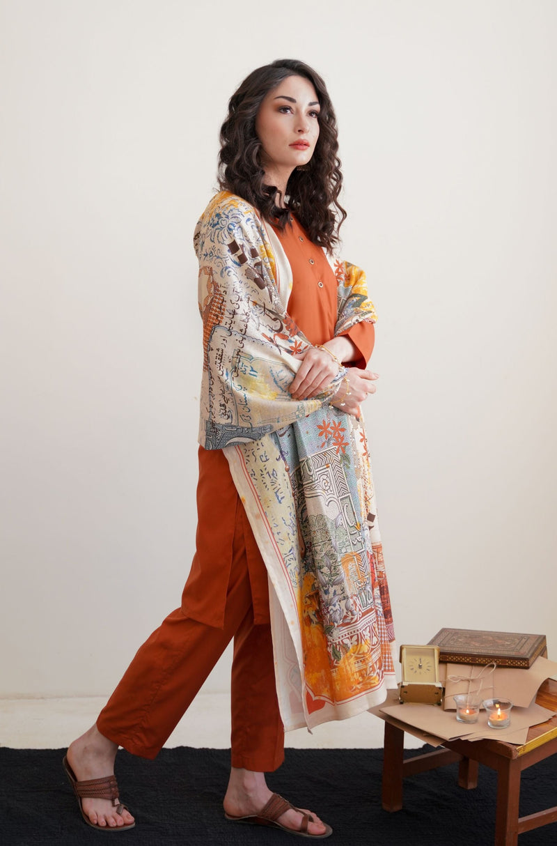 Khat-Nama Odhni - Beige