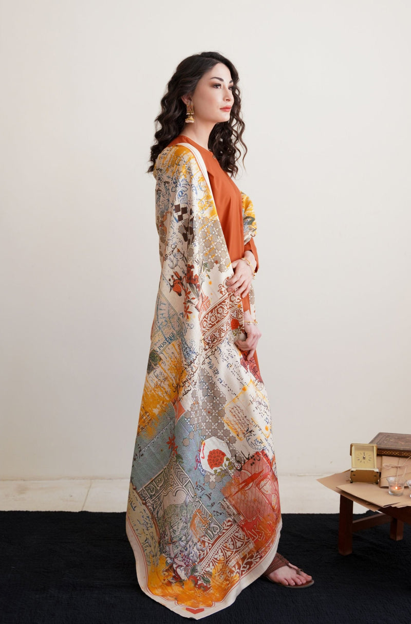 Khat-Nama Odhni - Beige