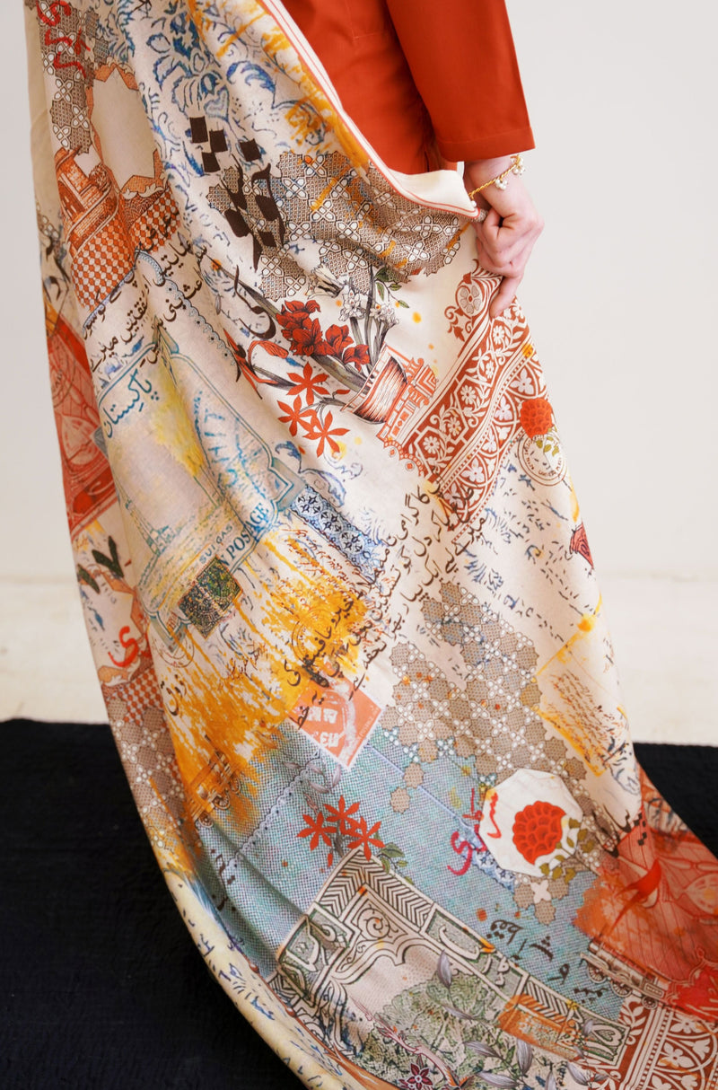 Khat-Nama Odhni - Beige