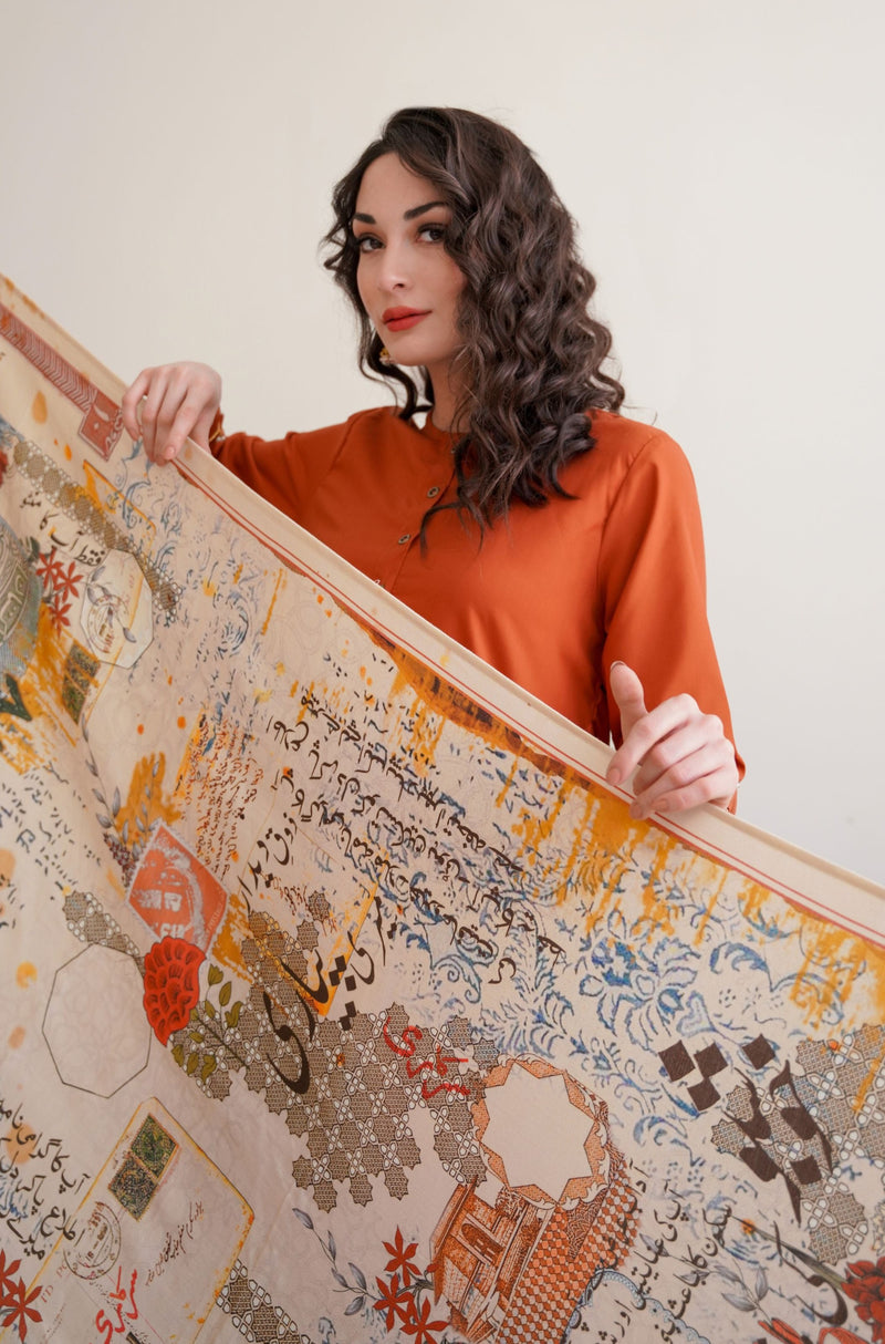 Khat-Nama Odhni - Beige