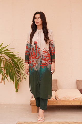 Noor Long Shirt - Shades of Forest – Manto