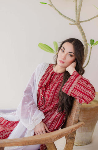 Shopmanto, wear manto, manto clothing brand, manto pakistan, ladies clothing brand, urdu calligraphy clothing, Manto jacquard women manzil weaved kurta in red colour, winter collection