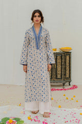 Roshni Kurta - Off White & Blue