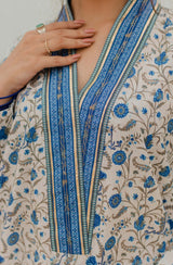 Roshni Kurta - Off White & Blue