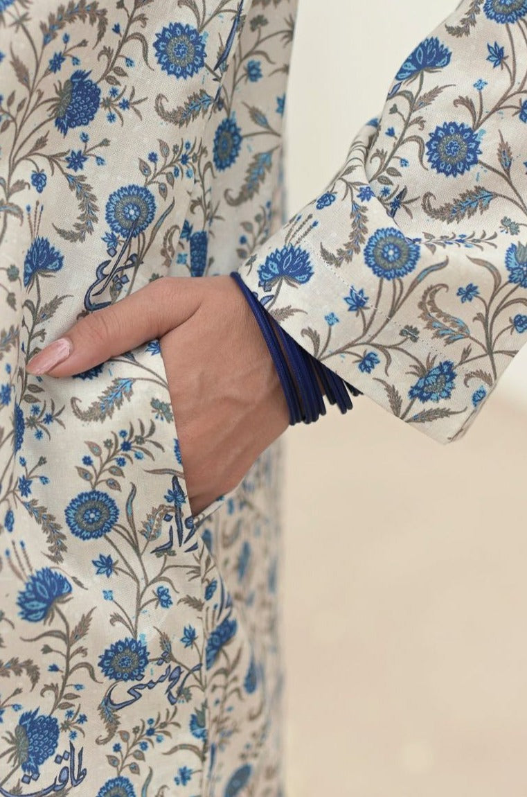 Roshni Kurta - Off White & Blue