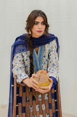 Roshni Kurta - Off White & Blue