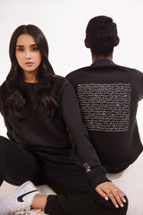 Shopmanto, wear manto, pakistan, women, men, ladies, clothing, urdu, calligraphy, hoodies, sweatshirt, jogger pants, winter wear, karachi, western clothing, manto store, urdu calligraphy clothing, unisex hoodies, unisex winter wear, sweatshirts in pakistan, sweatshirts for men, sweatshirts for women, unisex sweatshirts, comfort, soft, track suit, raven black Talaash Sweatshirt, text print at the back of sweatshirt, text print on sleeves, printed sweatshirt, comfort revolution