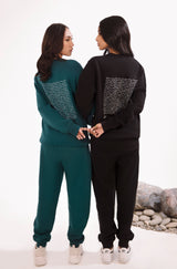 Shopmanto, wear manto, pakistan, women, men, ladies, clothing, urdu, calligraphy, hoodies, sweatshirt, jogger pants, winter wear, karachi, western clothing, manto store, urdu calligraphy clothing, unisex hoodies, unisex winter wear, sweatshirts in pakistan, sweatshirts for men, sweatshirts for women, unisex sweatshirts, comfort, soft, track suit, deep teal Talaash Sweatshirt, text print at the back of sweatshirt, text print on sleeves, printed sweatshirt, comfort revolution