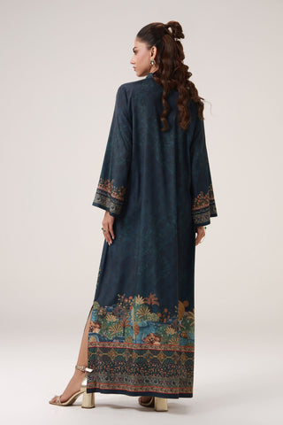Printed kaftaan with embellishments on the neckline 