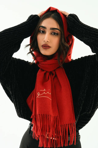 Cashmere Stole - Fiery Red