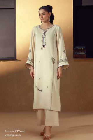 Mahjabeen ivory embroidered two-piece co-ord set, front view