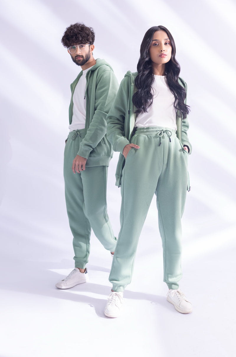 Sage Green Zipper Hoodie