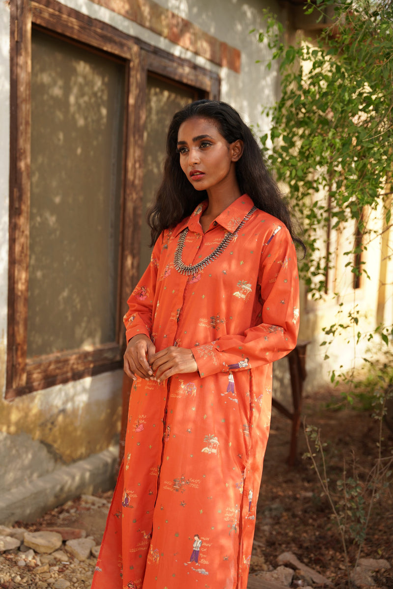 Diwani Rustic Orange Long Shirt
