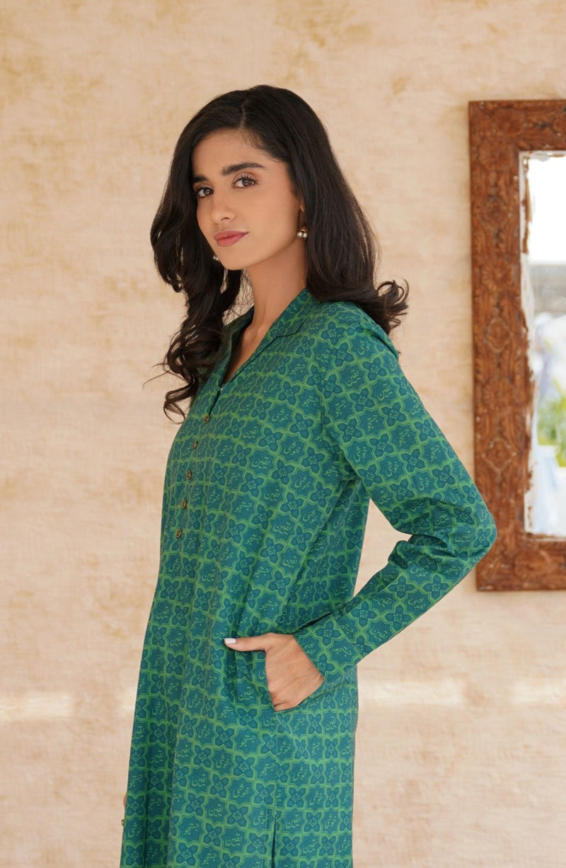 Yaqeen Kurta - Teal Green