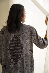 Shopmanto, wear manto, manto clothing brand, manto pakistan, ladies clothing brand, urdu calligraphy clothing, manto black aaina upper kurta kaftaan