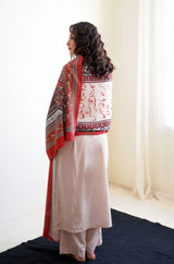 Talaash Odhni - Beige & Red