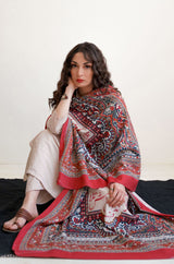 Talaash Odhni - Beige & Red