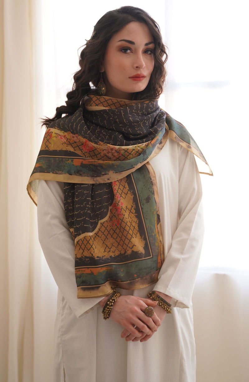 Shopmanto, wear manto, manto clothing brand, manto pakistan, manto stole, manto scarf, manto scarves and stole, ladies scarves, azmat scarf, women black scarf, women silk scarf, silk, silk scarf