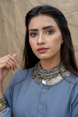 Shopmanto, wear manto, manto clothing brand, manto pakistan, solid ash grey color eastern lucknow style kurta for women, solid women, lucknow women kurta, women kurta, lucknow