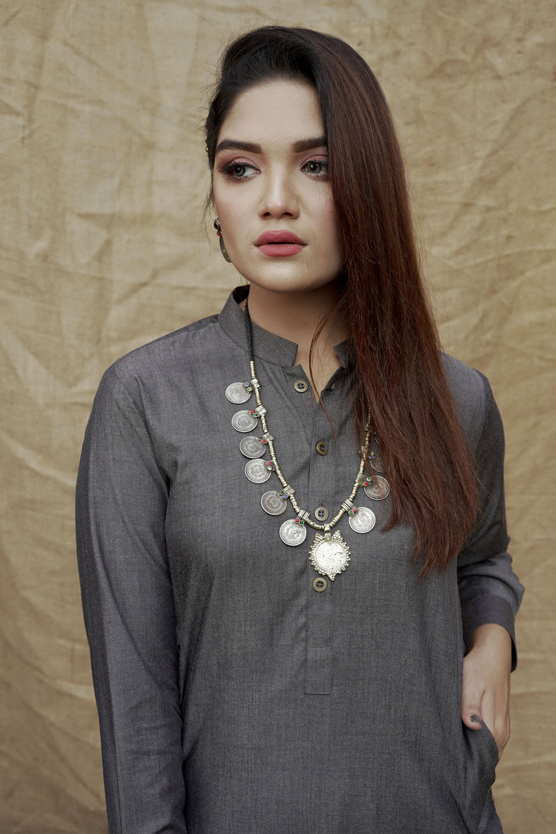 Charcoal Black Sherwani (Women)