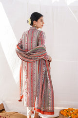 Gulistan Stripes Dupatta - Brick Red
