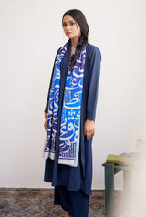 Huroof Stole - Shaded Blue