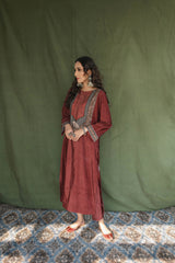 Esra Velvet Co-ord Set - Maroon