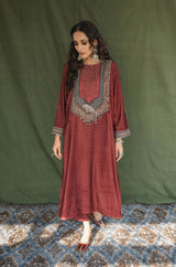 Esra Velvet Co-ord Set - Maroon