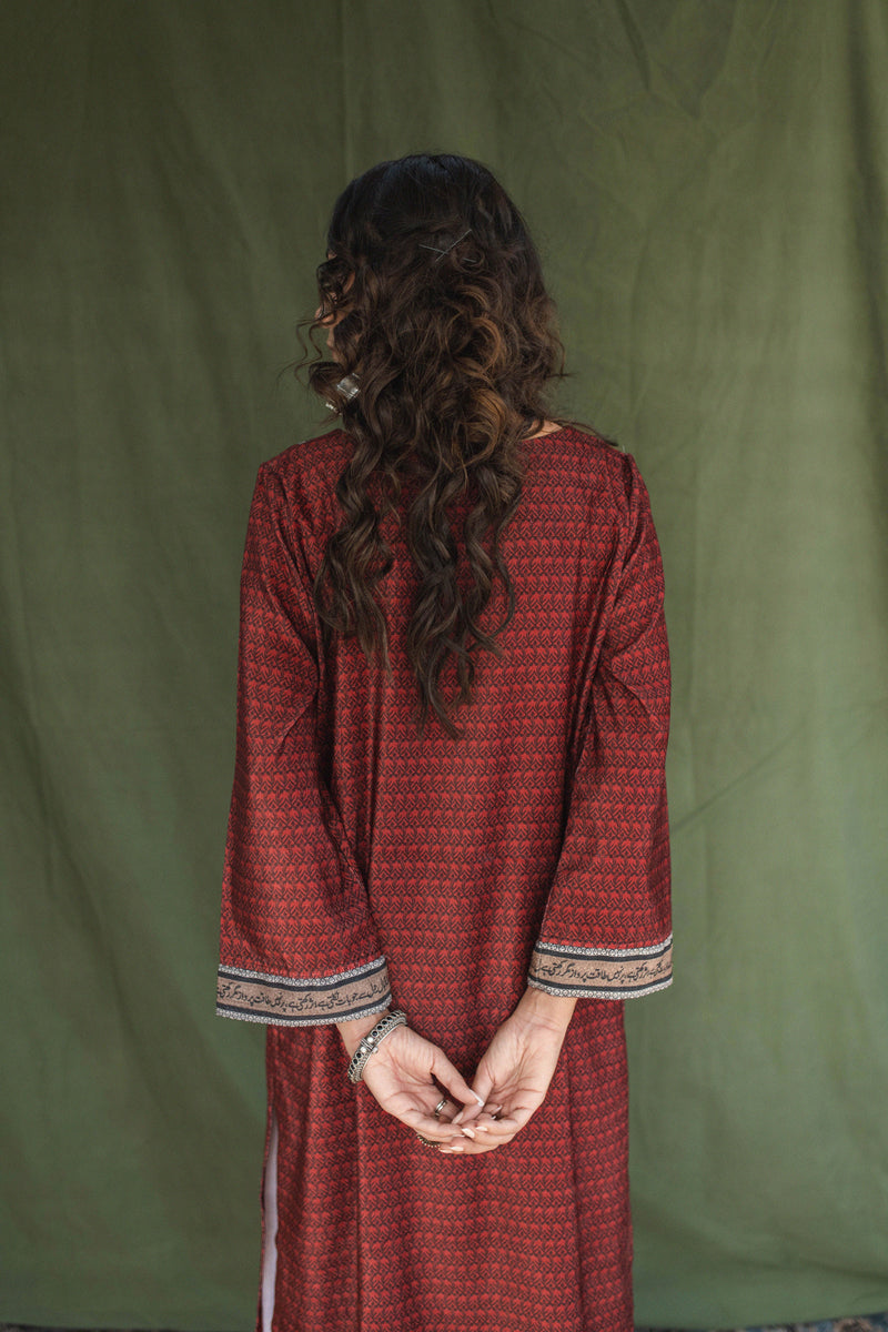 Esra Velvet Co-ord Set - Maroon