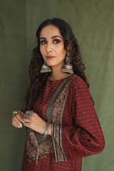 Esra Velvet Co-ord Set - Maroon