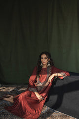 Esra Velvet Co-ord Set - Maroon