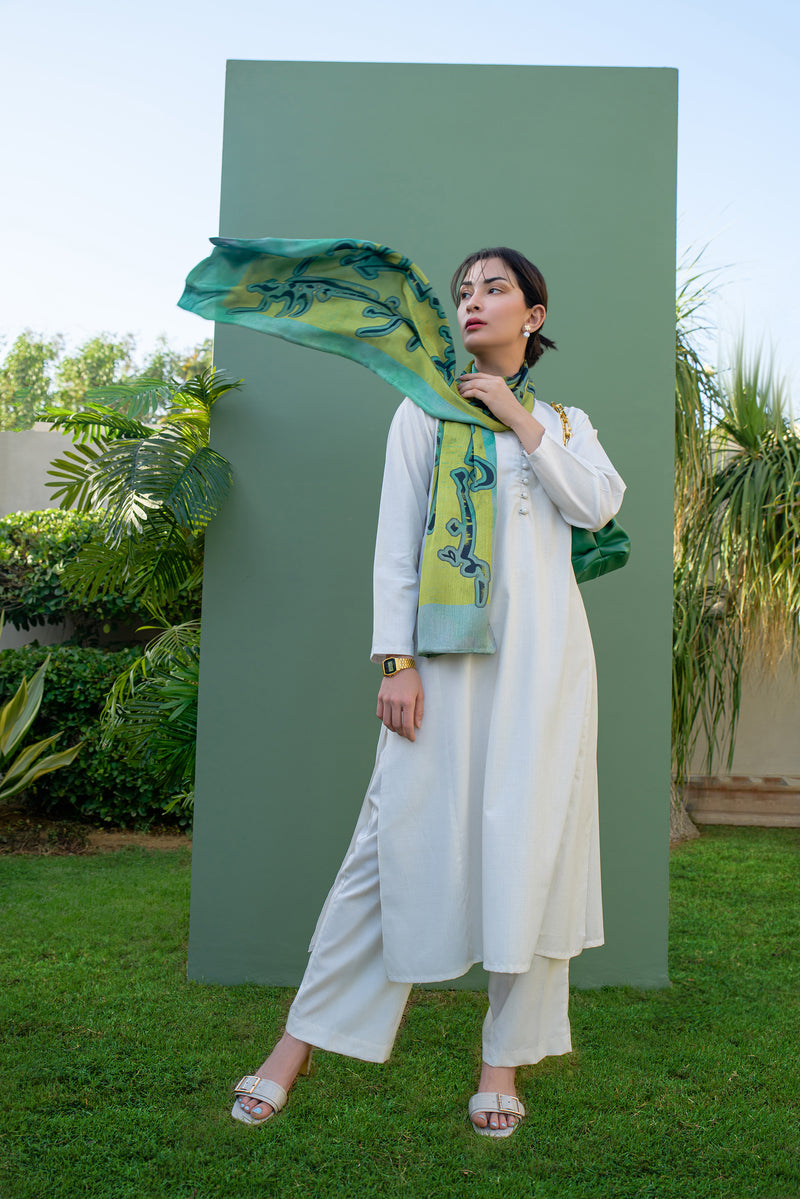 Husn Stole - Shaded Green