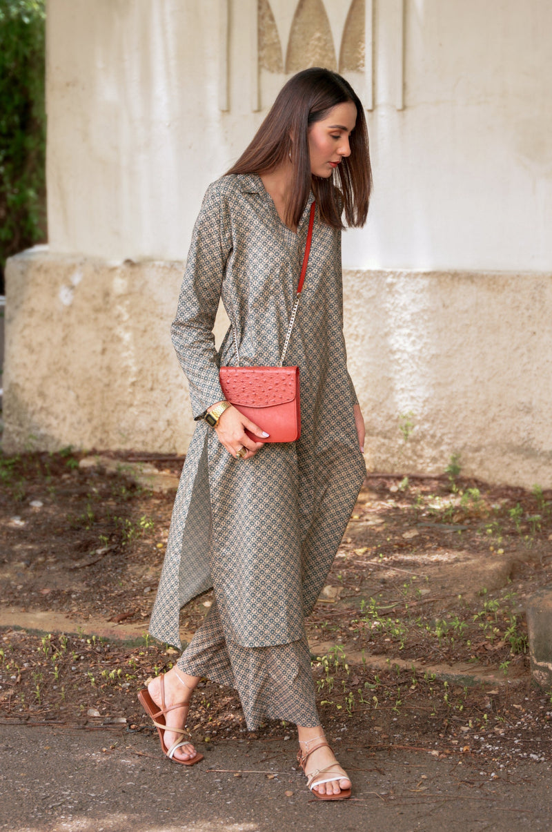 Teal & Beige - Manto Blocks Co-Ord Set