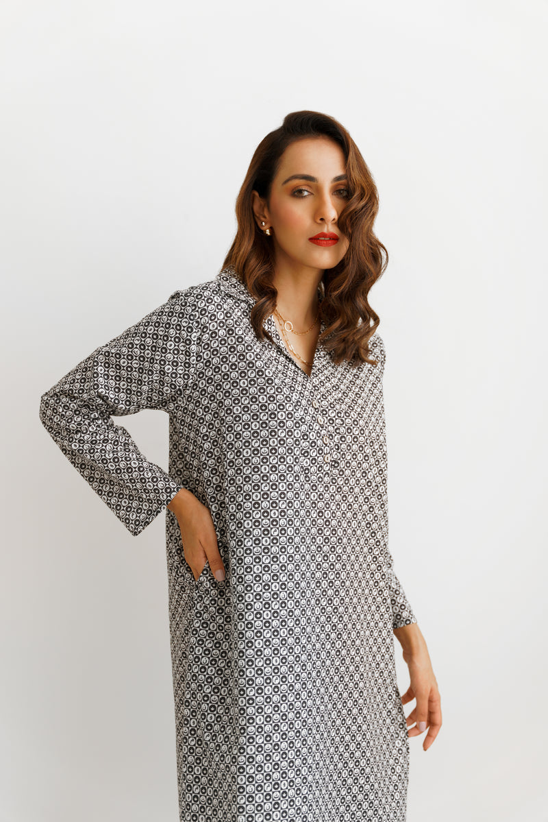 Black & White- Manto Blocks Co-Ord Set