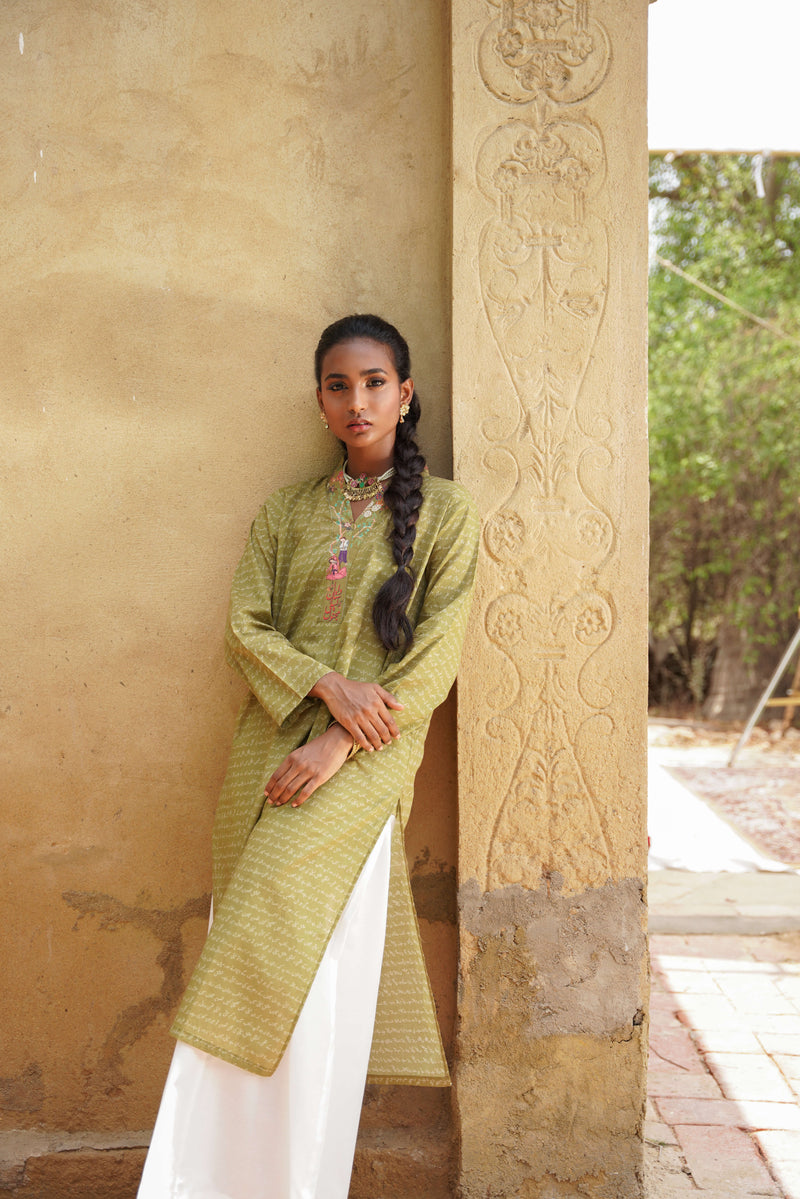 Khat Olive Green Kurta