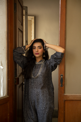 Black With White Text - Khayaal Kurta